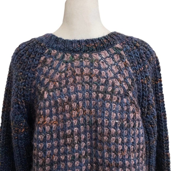Anthropologie Moth Italy Wool Blend Melange Knit Cropped Pullover Sweater - Picture 7 of 13